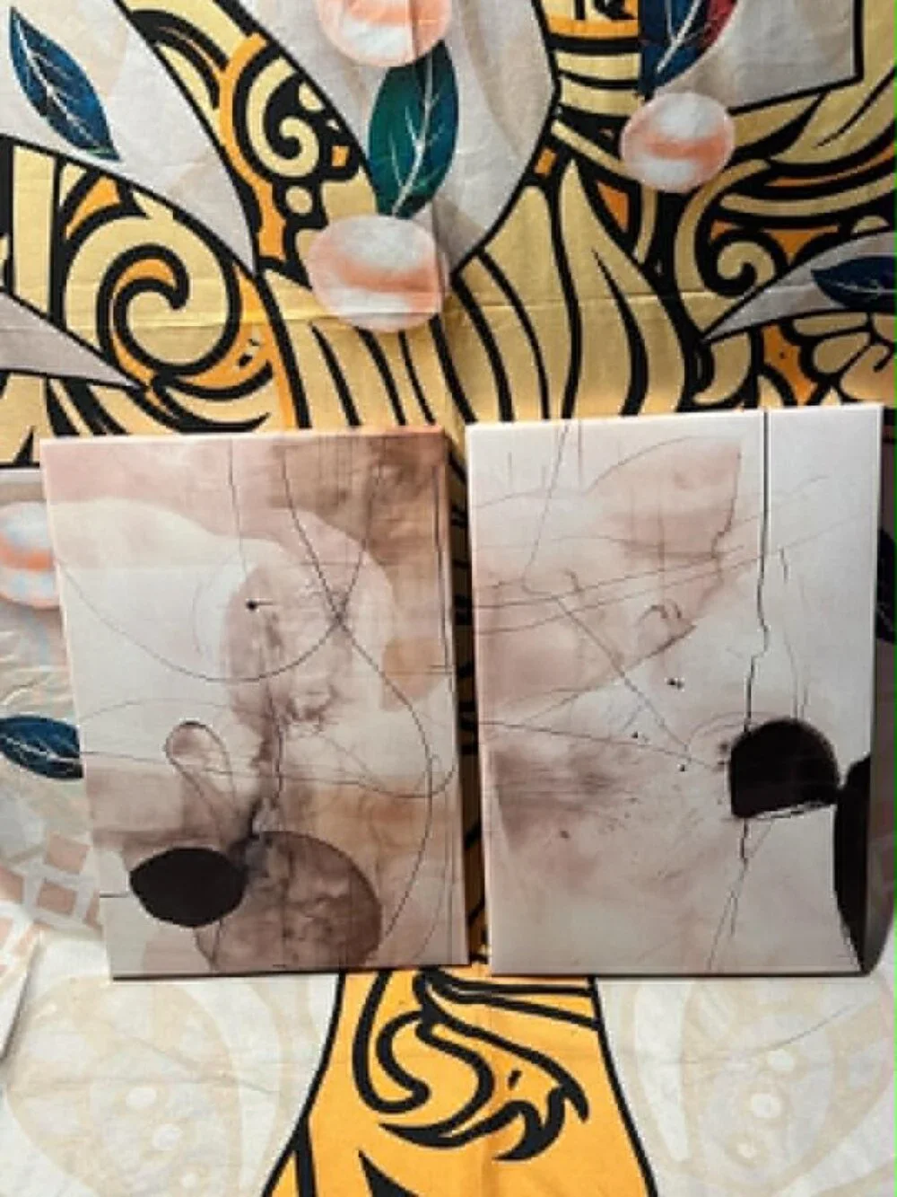 Lot of 7 Framed Abstract Wall Art Sets – Neutral Prints – Great for Repurposing